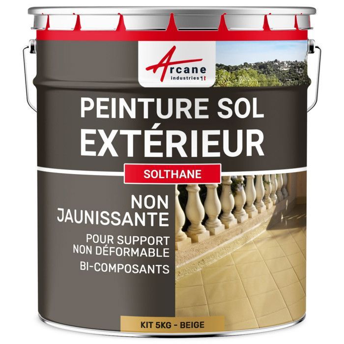Peinture Extérieur pour Sol Béton - Résistance UV - SOLTHANE - 5 kg Beige - RAL 1001