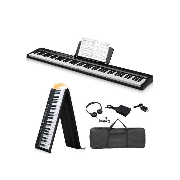 Piano - LALAHO - Piano digital de 88 teclas, teclado digital plegable, con función MIDI y Bluetooth, incluye bolsa de transporte.