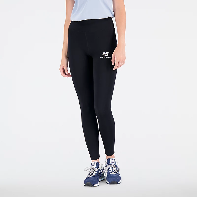 Damskie legginsy bawełniane z logo Stacked Essentials – CZARNE