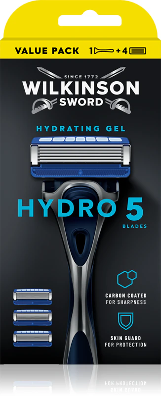 Holiaci strojček Wilkinson Sword Hydro5 + náhradné hlavice 4 ks.