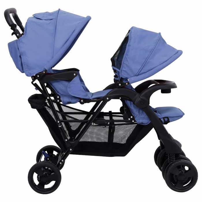 vidaXL Double Stroller, Foldable Travel Pram, Toddler Stroller, Outdoor Protection against 10350