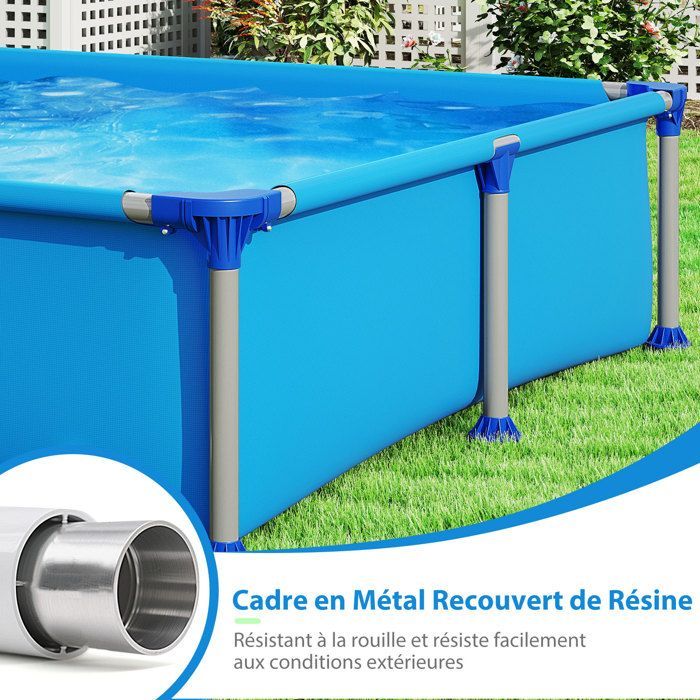 Piscine Hors Sol Rectangulaire - RELAX4LIFE - Cadre en Métal Revêtu - Paroi en PVC 3 Couches - Montage sans Outils - 228X159X42CM