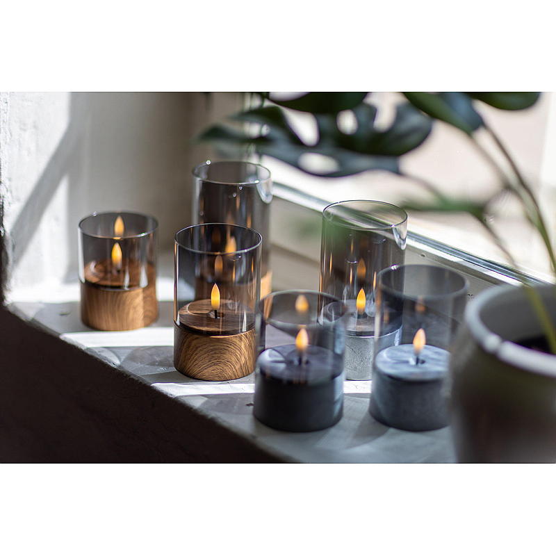 Vie Selected LED-lampor 3 st. med slätt glas Cementbas