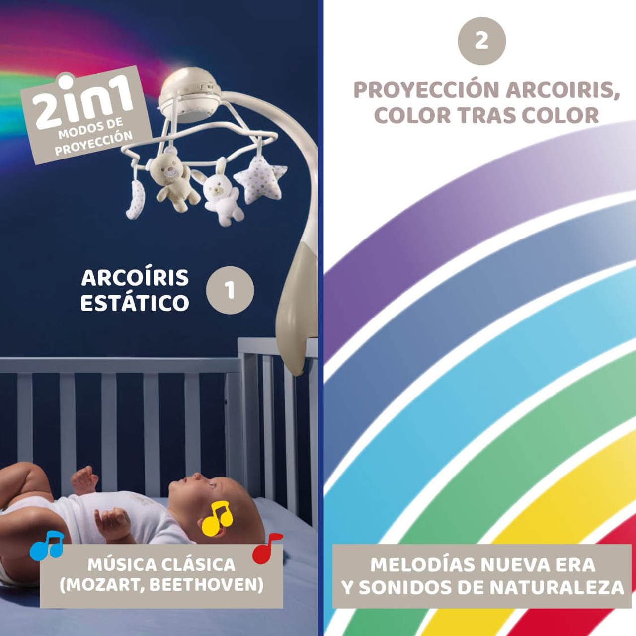 Κινητό Κούνια με Προβολέα Rainbow
