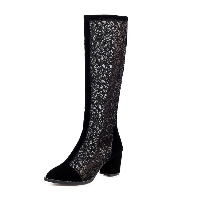 Zapatos nuevos 2021, botas de verano, botas de tacón alto caladas, botas antideslizantes y resistentes al desgaste de moda, sandalias para mujer tallas 34-47