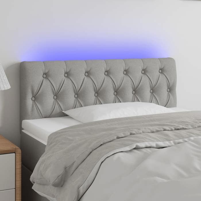vidaXL LED Headboard Bedroom Furniture Single Bed Accessory Interior Bed Frame Headboard Light Grey 3121930