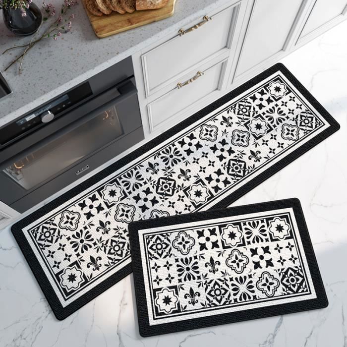 Tapis Cuisine Antidérapant 45 x 150 cm Tissé Tapis de Couloir Tapis de Cuisine Devant Evier Lavable Anti-saleté