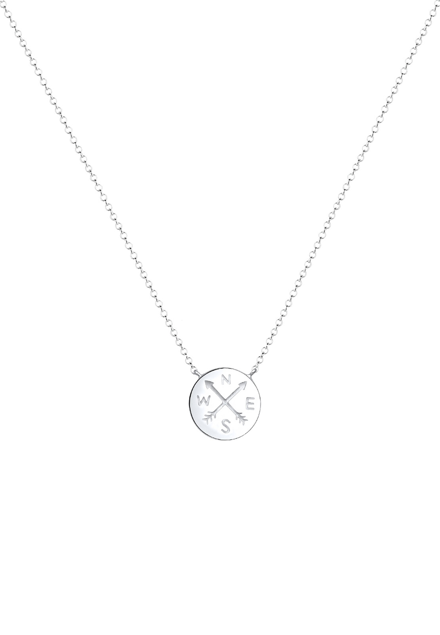 Elli Femme Pendentif Compas Boussole Voyager - (925/1000) Argent
