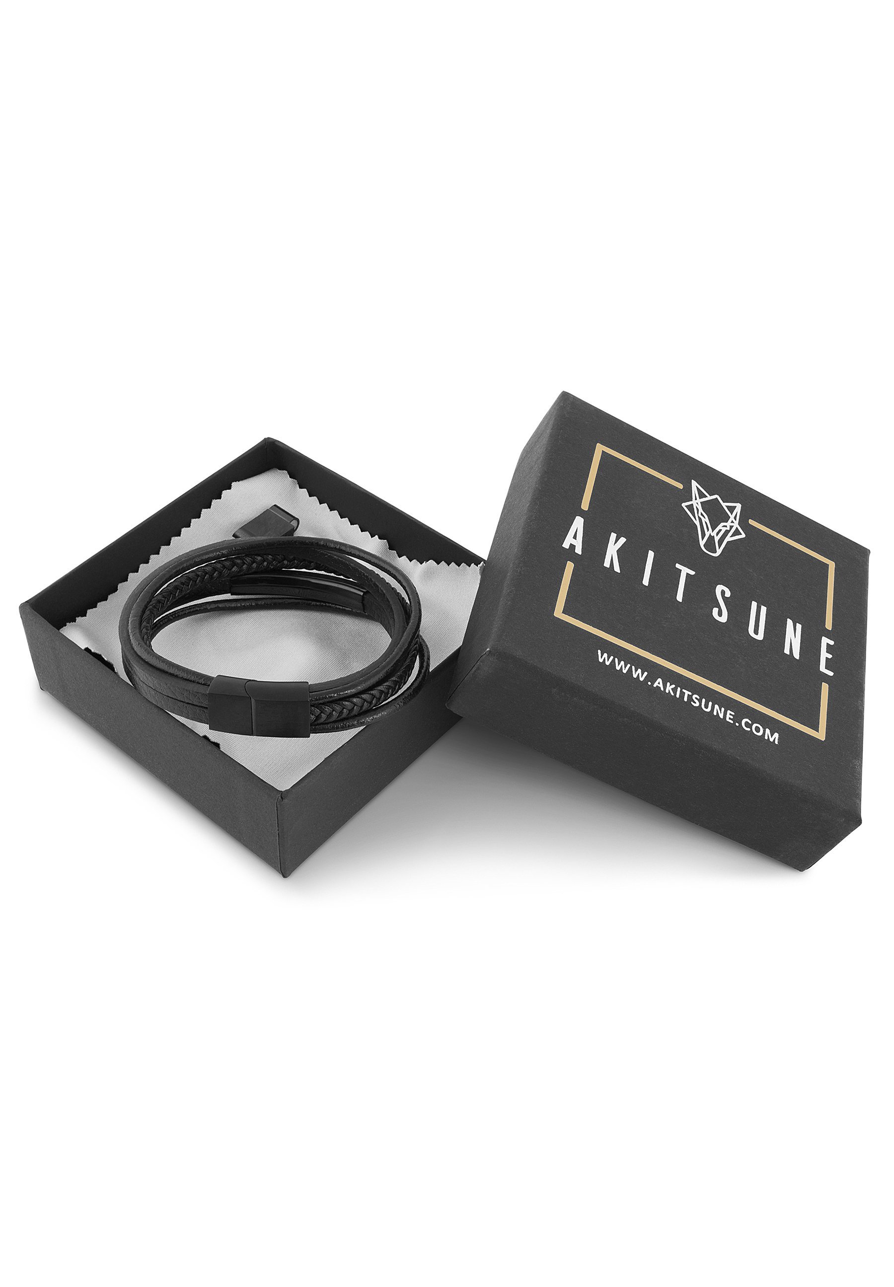 Akitsune KUNSTLEDER - Bracelet - schwarz