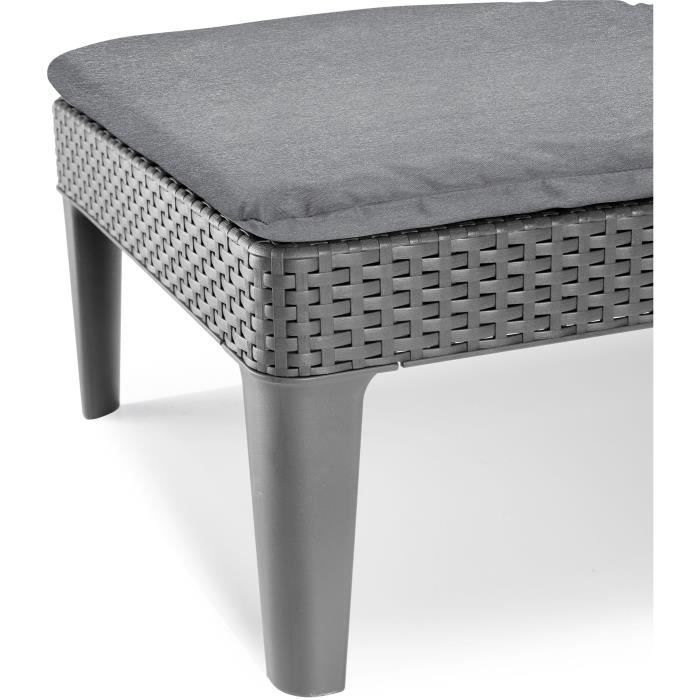 Bain de soleil - Allibert by KETER - Jaipur - en résine imitation rotin tressé - Gris