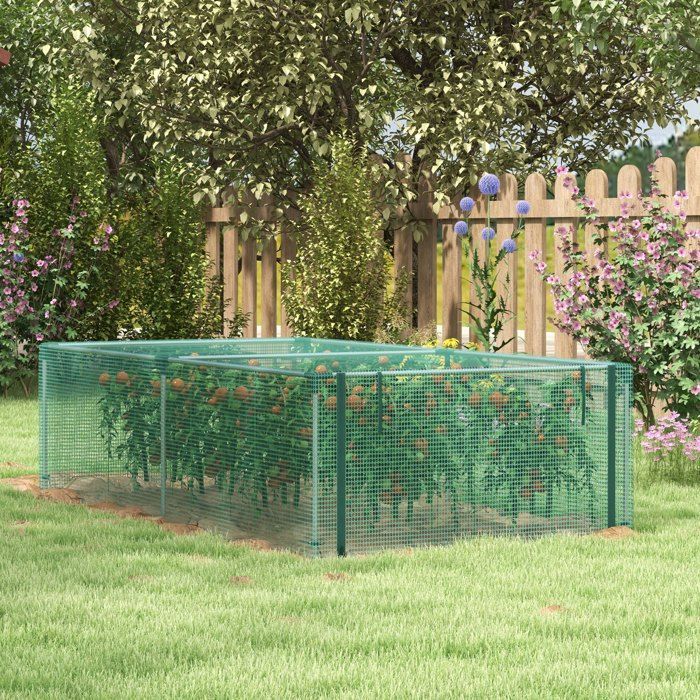 Serre de jardin - Outsunny - serre à tomates filet protection porte zippée enroulable HDPE - acier - 125x248x62,5cm - vert