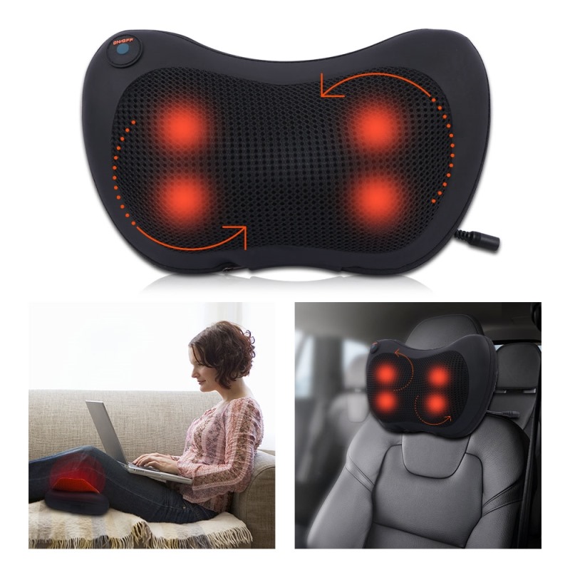 4 Head Massage Pillow Electric Neck Shoulder Body Massager Massagem Chiropractic Cervical Muscle Stimulator Health Care Car Home