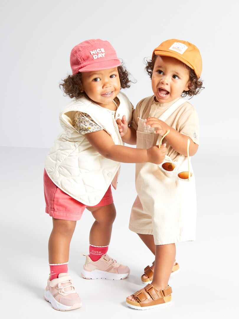 Geribbelde bodysuit met patroon - ROZE