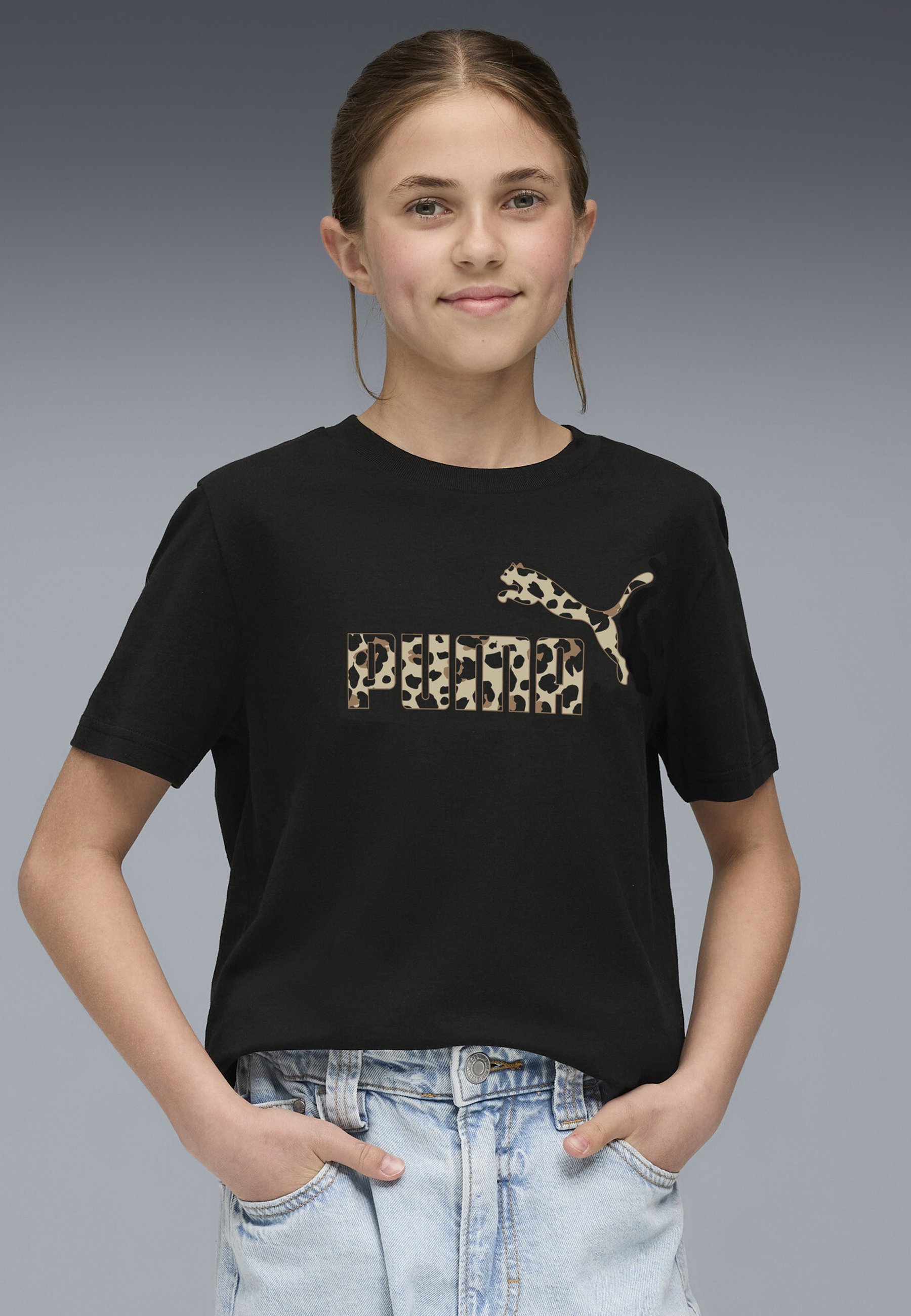 Puma ESS GRAPHIC ANIMAL GRAPHIC TEE G - Sport T-shirt - zwart