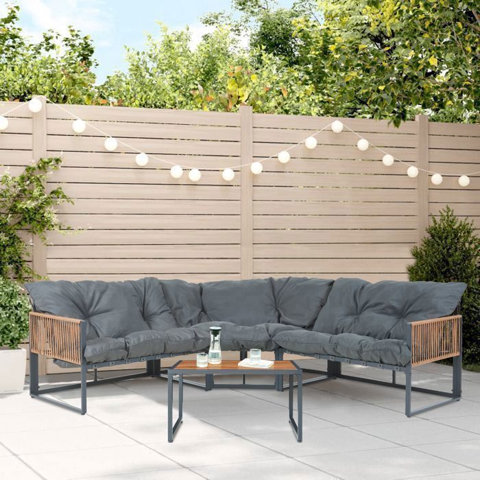 Muebles de jardín de ratán gris oscuro Karg