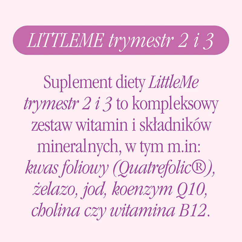 Cápsulas de suplemento alimentar Health Labs Care LittleMe para gestantes no segundo e terceiro trimestres.