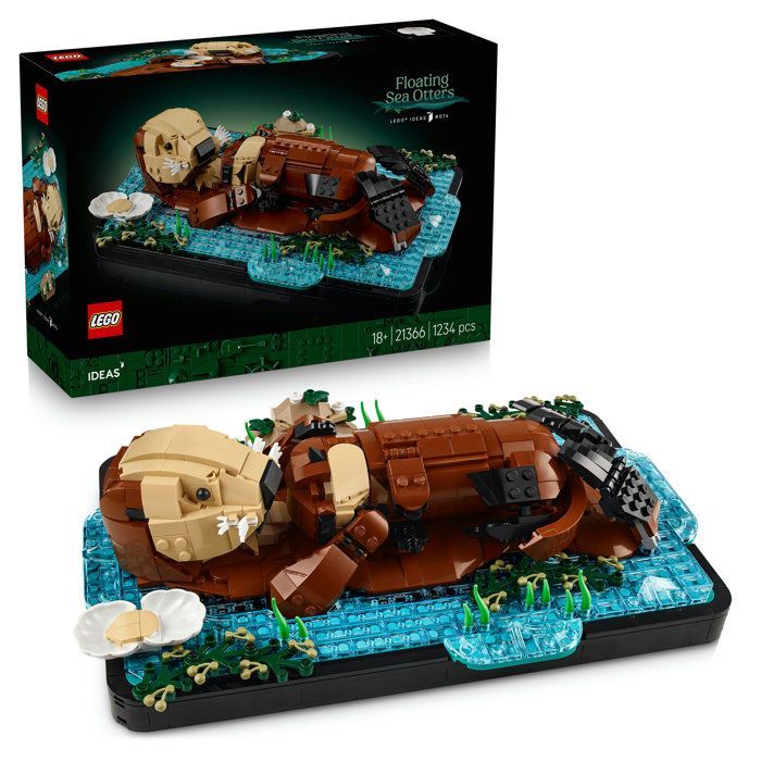 LEGO Ideas 21366 Les Loutres Câlines - Set de Construction Adulte - Maquette d'Animaux