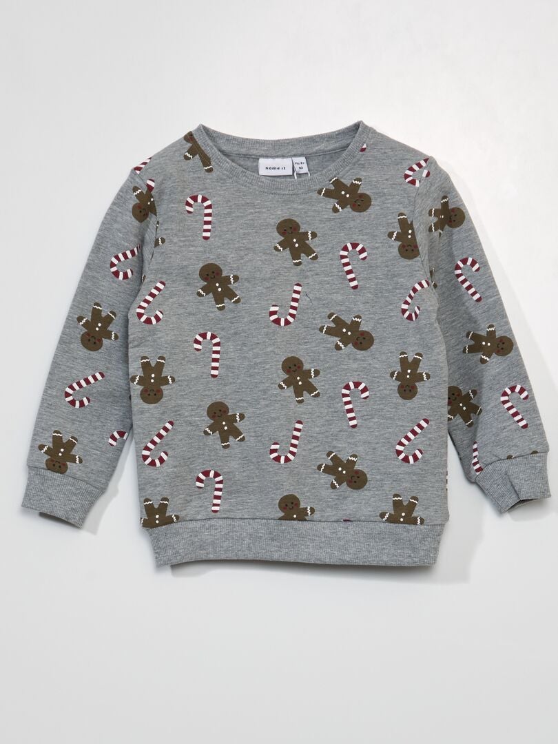 Trui met kerstprint - GRIJS