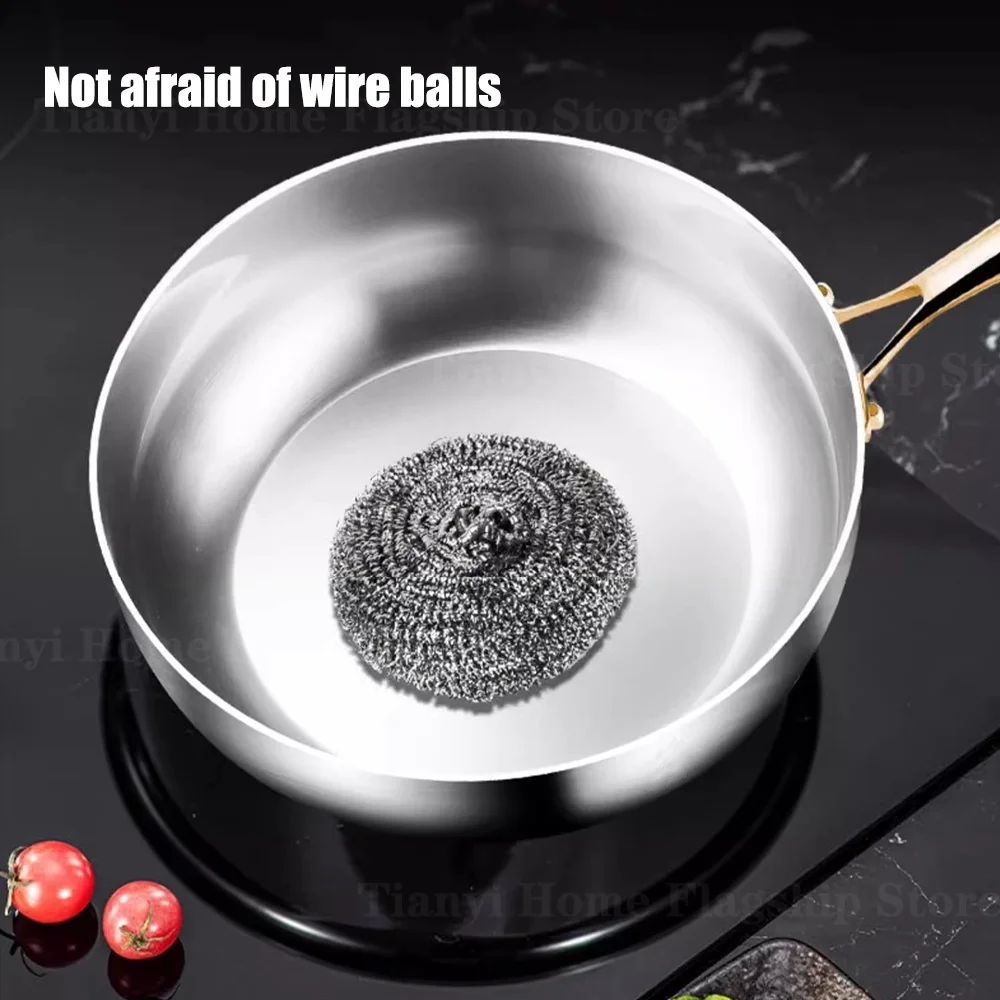 Poêle à frire profonde en acier inoxydable 316, antiadhésive, type wok, compatible avec les plaques à gaz et à induction, pour la cuisine.