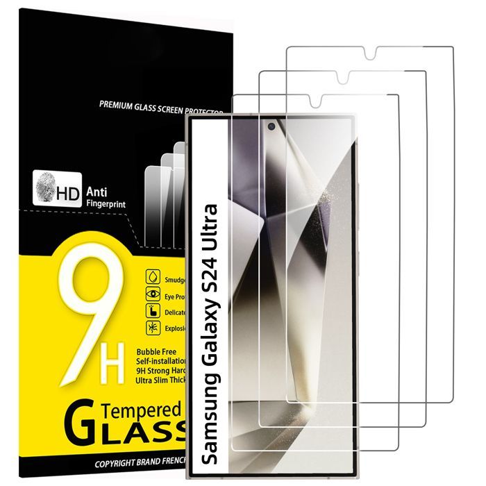 Lot de 3, Verre Trempé pour Samsung Galaxy S24 Ultra Protection efficace contre les Rayures - sans Bulles