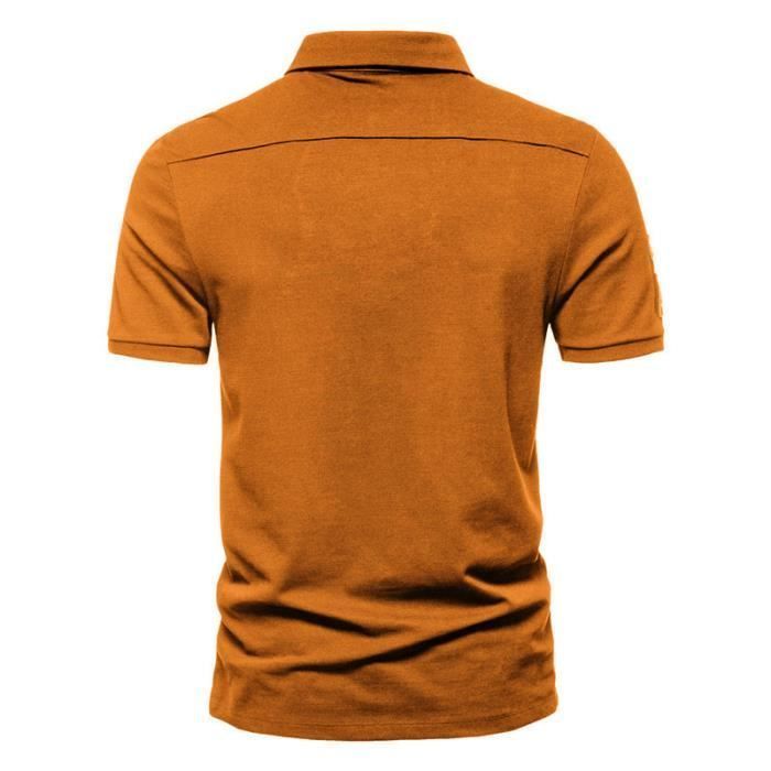 Polo de manga corta para hombre INSFITY de corte regular, color caqui con contraste, ideal para el verano.