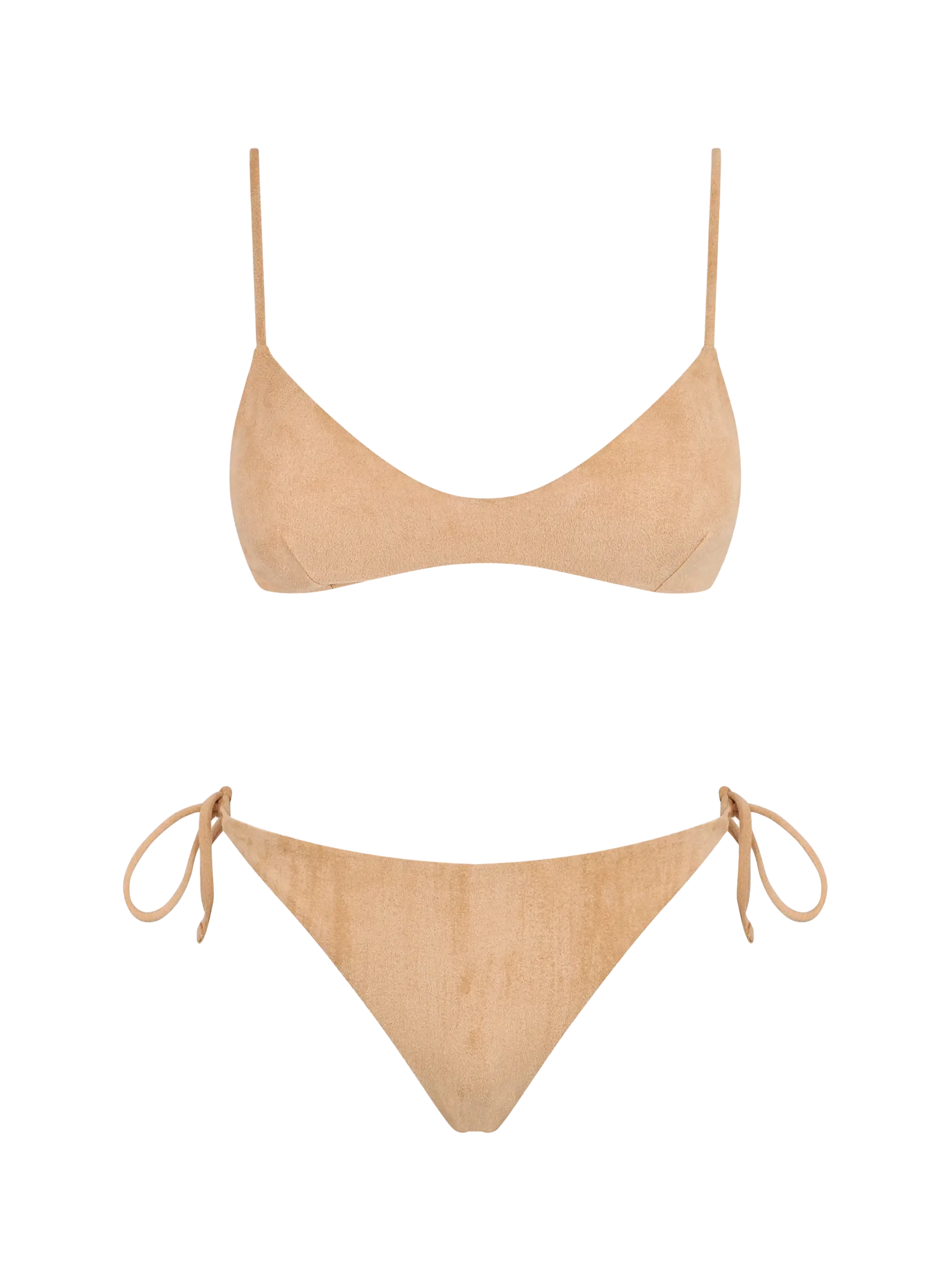 Bralette bikini met franjes in suède-effect