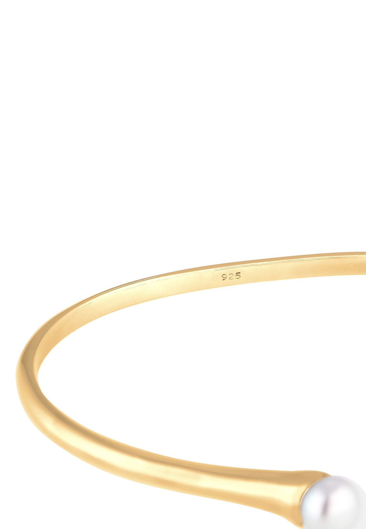 Elli PREMIUM Bangle Ouvert Réglable Perles de Culture d'Eau Douce Femme Plaqué Or Argent (925/1000)