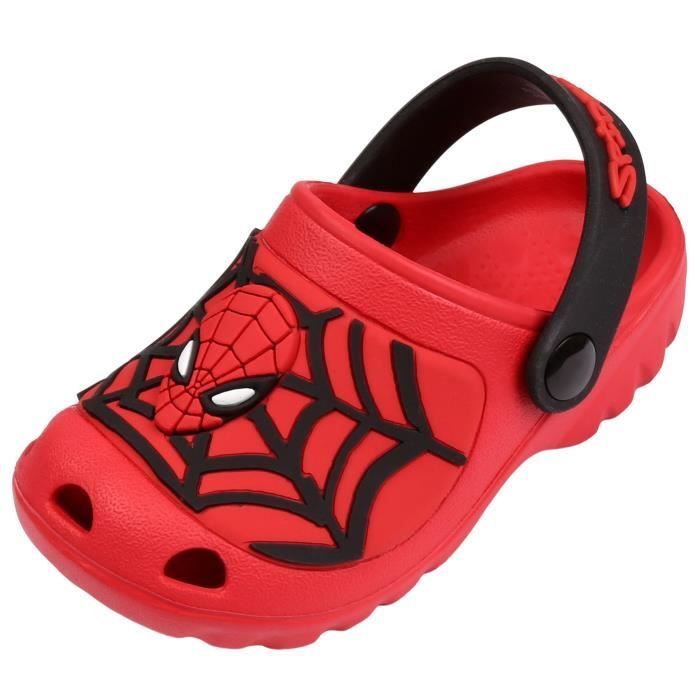 Tongs de jardin SpiderMan Rouge pour enfants - Marvel - Motif en toile d'araignée noire