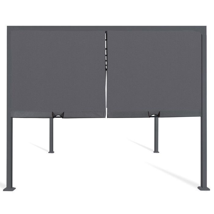 Pérgola corredera IDMARKET de 2 lados, 3x3 m, cenador de jardín, lona gris antracita