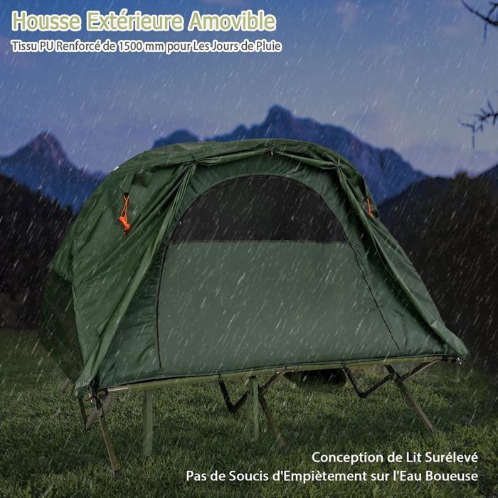 Tienda de campaña elevada COSTWAY de tela Oxford 600D - Colchón autoinflable, bolsa de transporte con ruedas, doble techo, color verde impermeable