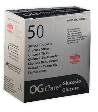 Tiras reactivas bioquímicas OGcare para medir los niveles de glucosa en sangre, 50 unidades.