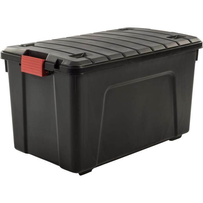 IRIS OHYAMA Juego de 2 cajas de almacenamiento DIY - Store It All - 110 L - Negro y rojo - 75 x 44,5 x 44,5 cm