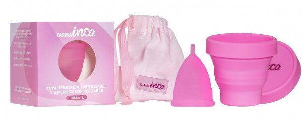 Menstruacinė taurelė su sterilizatoriumi ir nešiojimo krepšiu Menstruacinės taurelės
