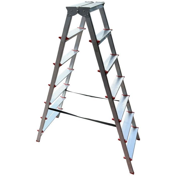 Escalera de doble peldaño MTRA, aluminio, 7 peldaños