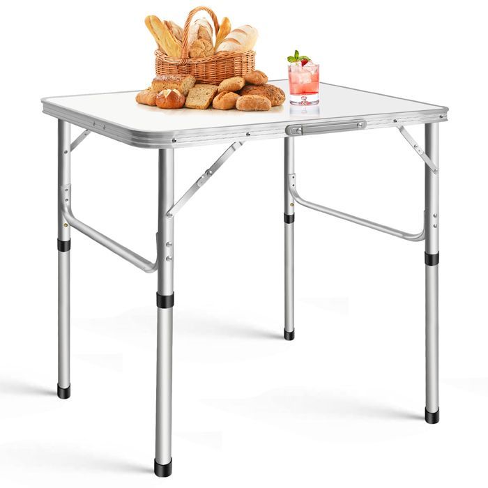 Opklapbare eettafel voor buiten, geschikt voor barbecue, met verstelbare hoogte, opklapbare campingtafel
