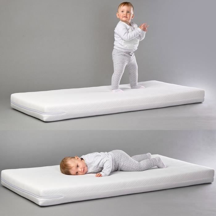 Colchón infantil de espuma y fibra de coco - Marca - 120x60 - Grosor 9cm - Soporte equilibrado - Funda extraíble