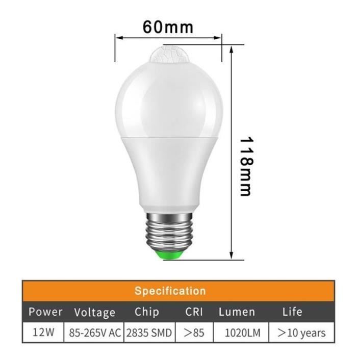 Lâmpada LED STILLCOOL E27 com sensor de movimento - Branco quente - IP42 PIR 18W