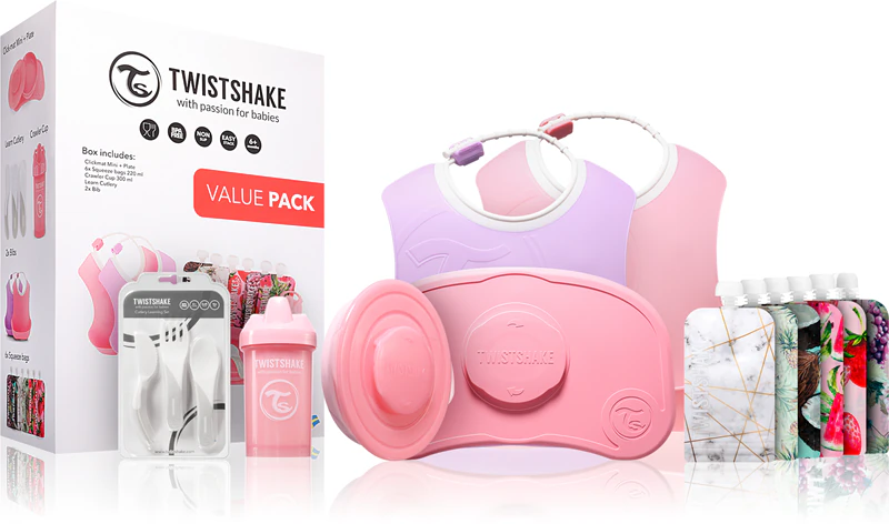Conjunto de louça Twistshake rosa para menina