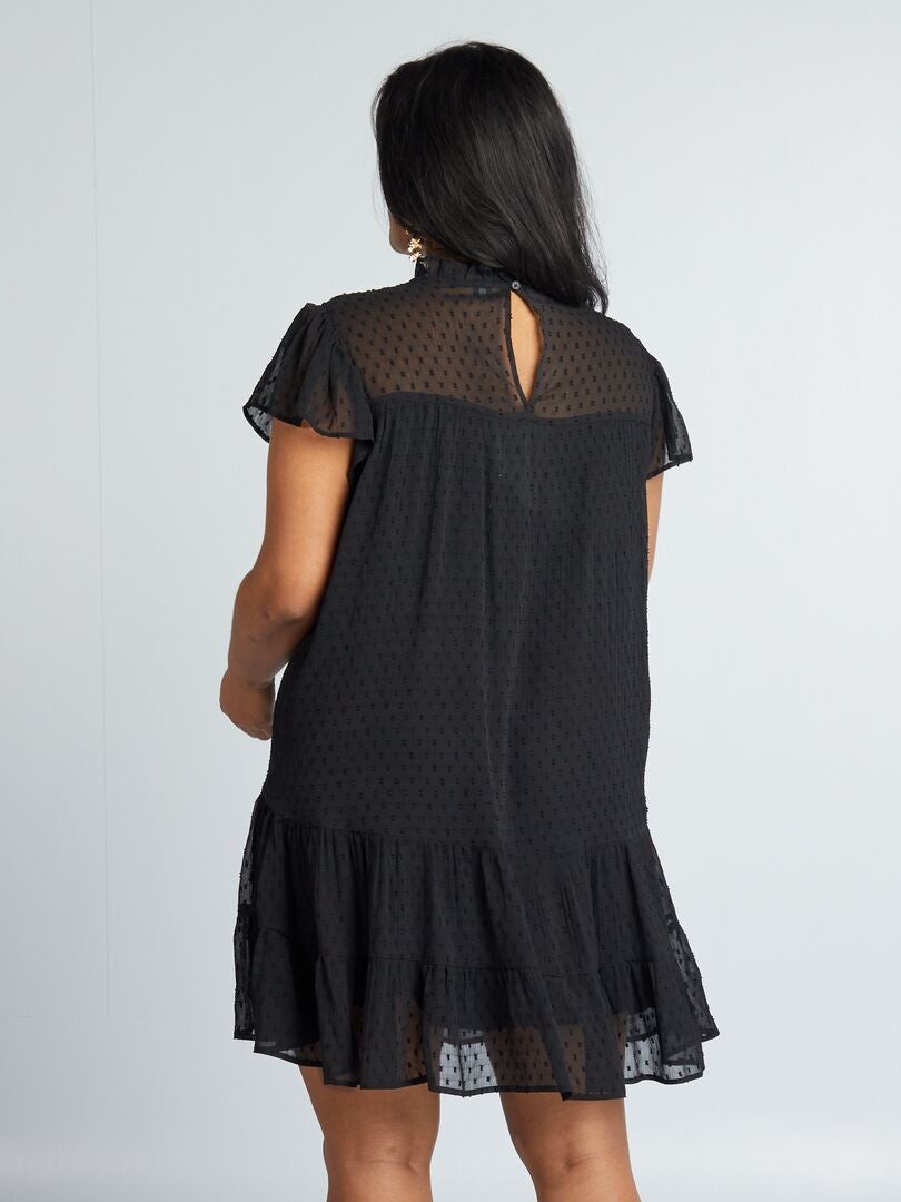 Vestido de voile Plumetis - negro