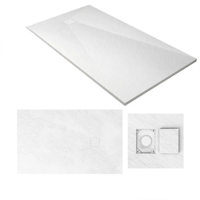 Plato de ducha SMC de 90x160x2,6 cm, acabado pizarra - Blanco mate - ROCK 2 WHITE