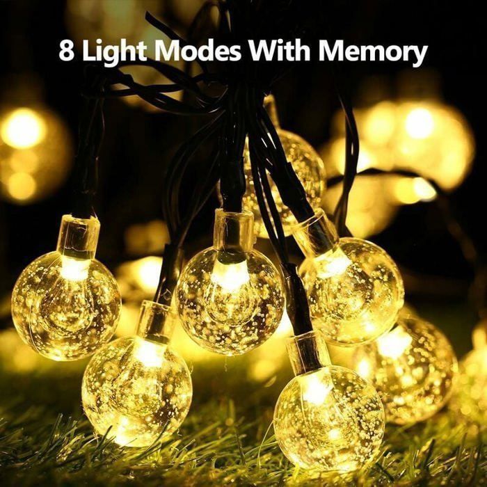 6,5 m lange Solar-Lichterkette für den Außenbereich mit 30 LEDs, 8 Modi, wasserdicht für Garten und Partys