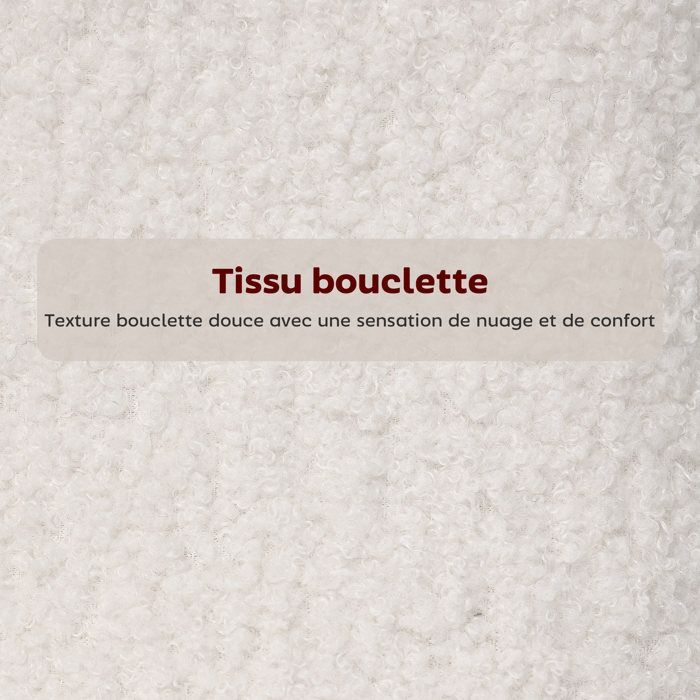 Juego de 2 taburetes de bar - HOMCOM - asiento ancho, respaldo curvo y reposapiés - tejido bouclé - 49x52x95cm - crema