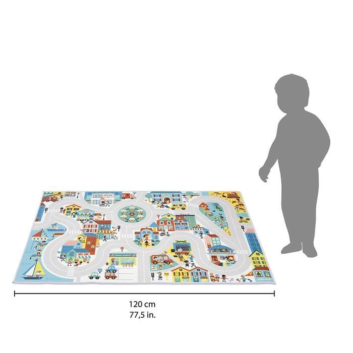 Tapis de jeu - JANOD - Circuit Ville - Antidérapant - 120 x 78 cm - Pour enfants dès 2 ans