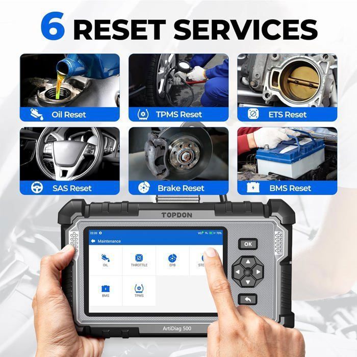 Scanner de diagnóstico automotivo OBD2 TOPDON ArtiDiag500 para motor, transmissão, ABS, SRS e leitor de código AutoVIN (francês)