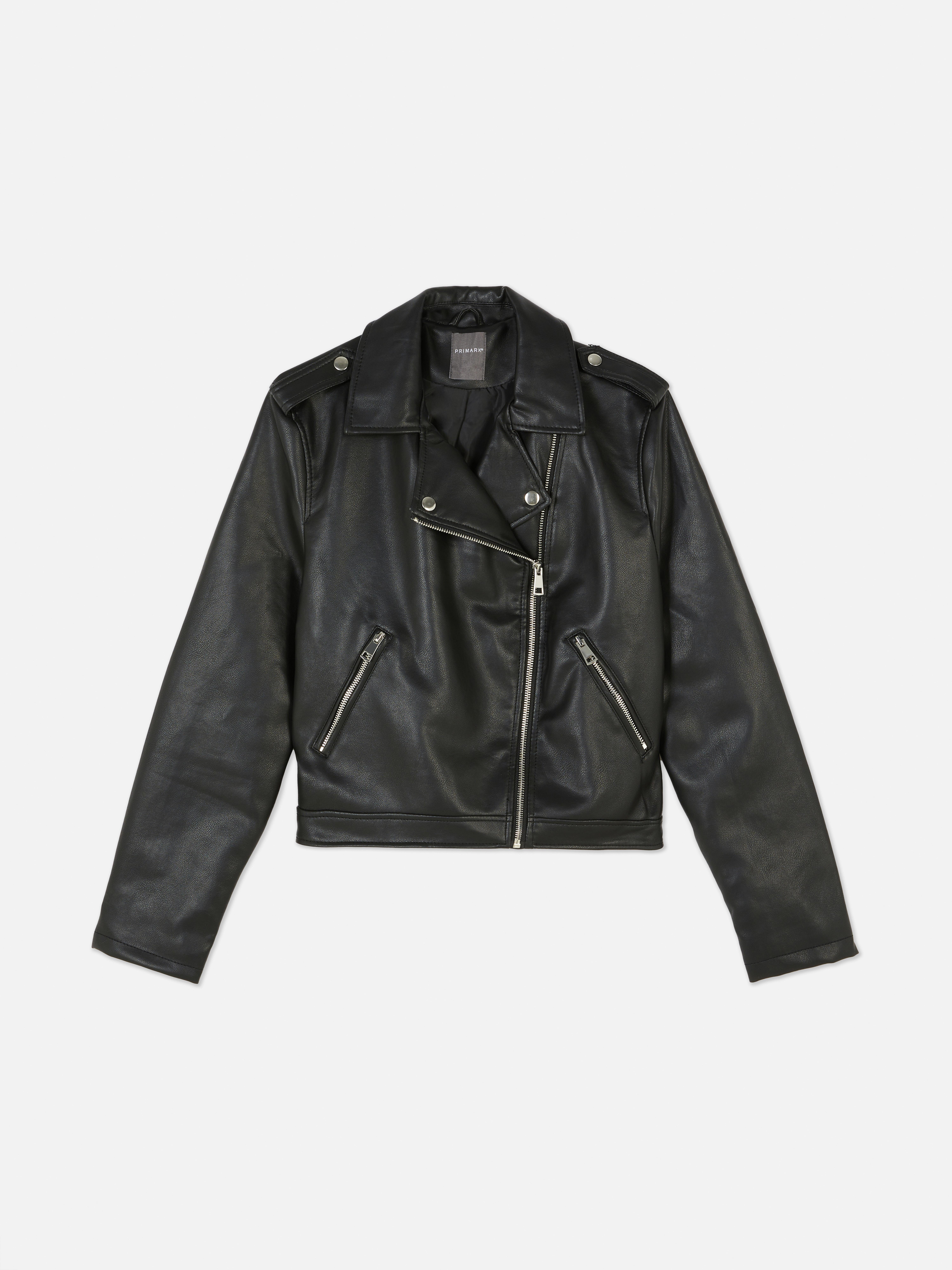 Unverzichtbare Bikerjacke aus Kunstleder. Rockiger und vielseitiger Stil dank dieser Kunstlederjacke.