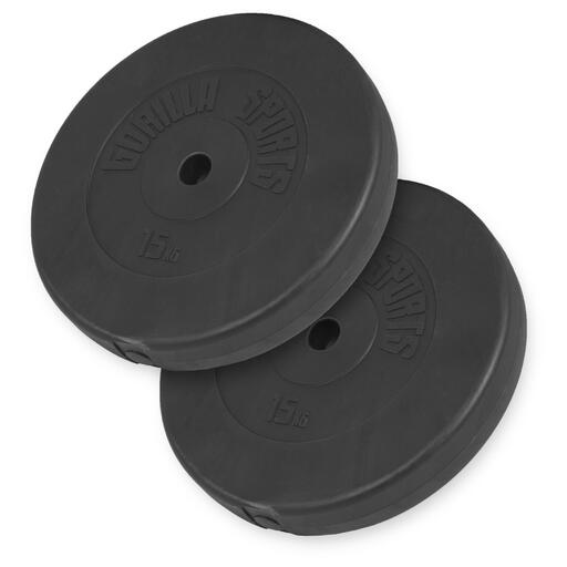 „Gorilla Sports“ plastikinių svorio plokščių rinkinys, 30 kg – 2 x 15 kg