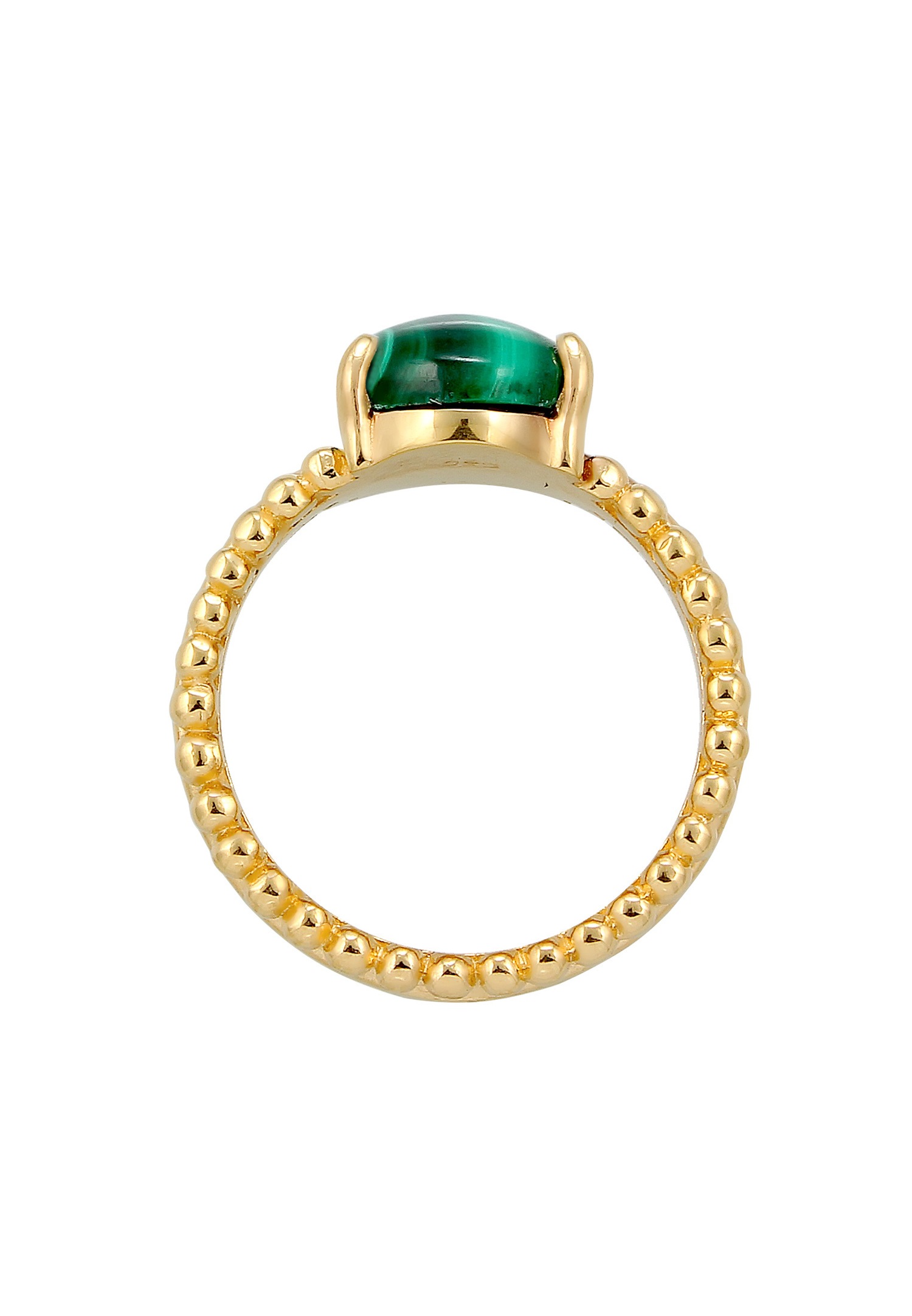 Elli PREMIUM Malachite Bague Femme - (925/1000) Argent Plaqué Or