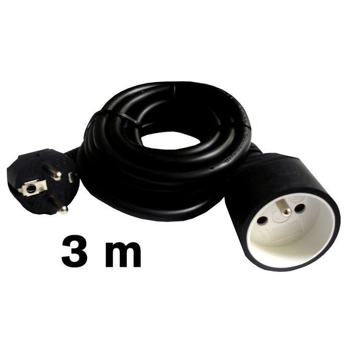 Cable de extensión negro de 3 metros
