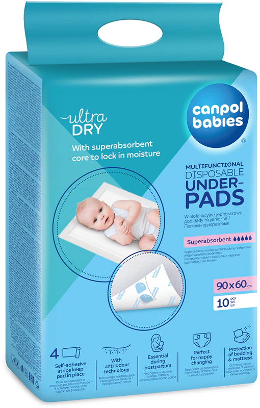 Protetores de cama descartáveis Canpol para bebês, trocadores descartáveis