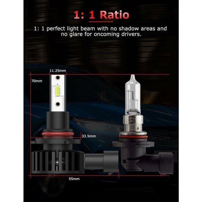 Bombilla LED HB3, 60W 16000LM 6500K, luz blanca para faros delanteros de coches y motocicletas, resistente al agua IP65, extremadamente brillante, bombillas LED para coche 9005